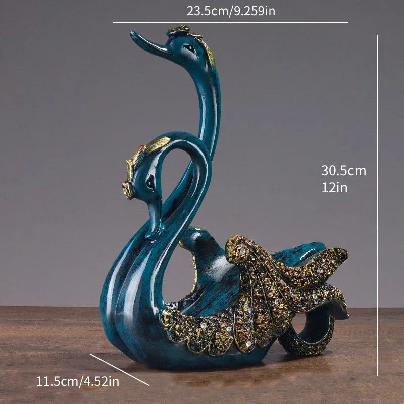 Suporte para Garrafa de Vinho em Resina Design Cisne Lenogue Azul / 27 x 19 Cm
