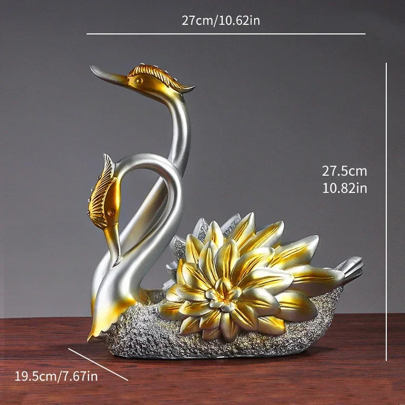 Suporte para Garrafa de Vinho em Resina Design Cisne Lenogue Branco / 27 x 19 Cm