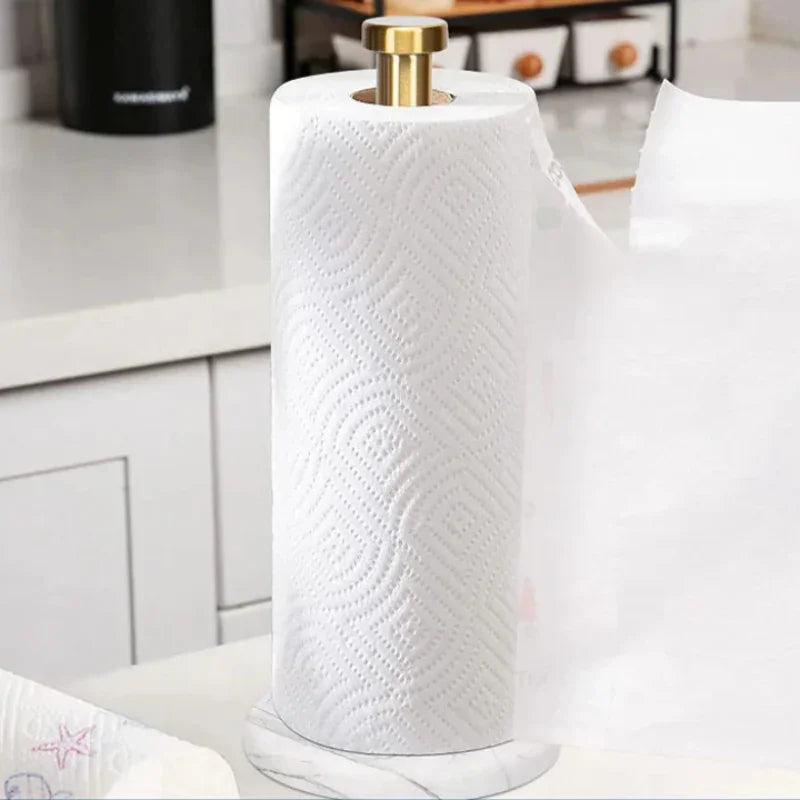 Suporte para Papel Toalha e Filme Plástico Mármore Dourado Lenogue