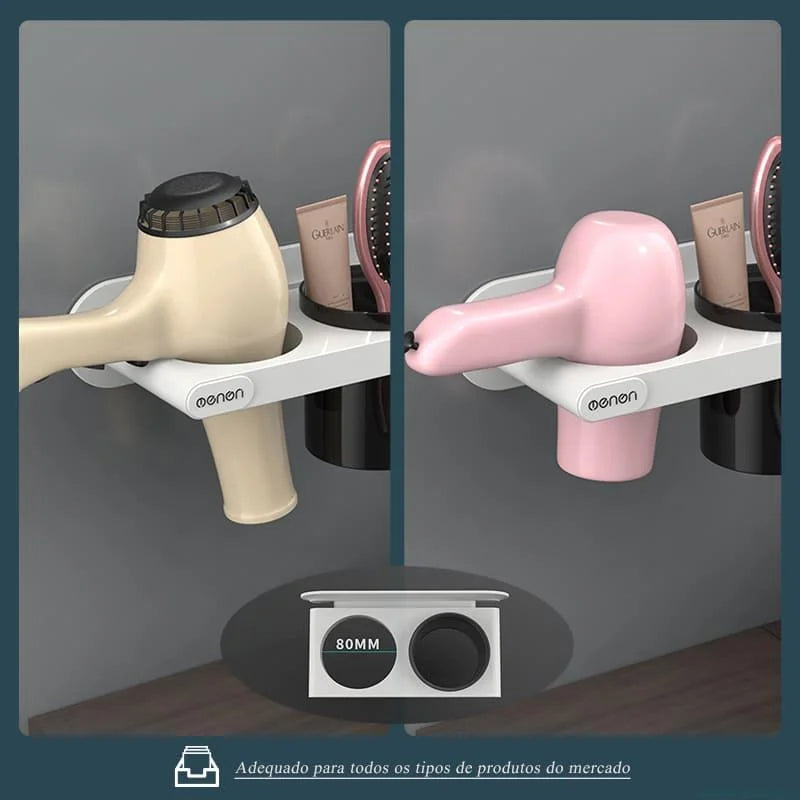 Suporte para Secador de Cabelo de Parede com Compartimentos Lenogue
