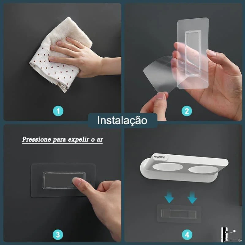 Suporte para Secador de Cabelo de Parede com Compartimentos Lenogue