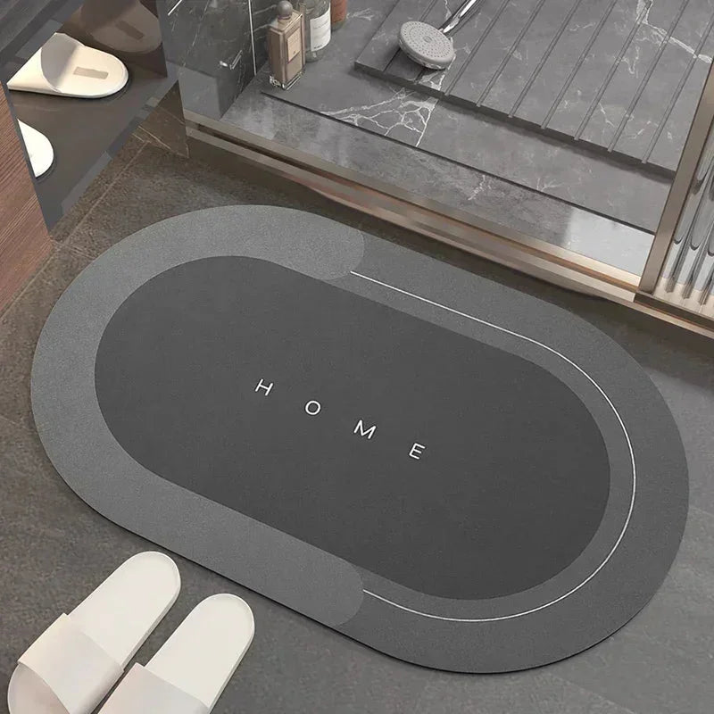 Tapete Antiderrapante Premium com 3 Camadas Oval Lenogue Preto / 40cm x 60cm