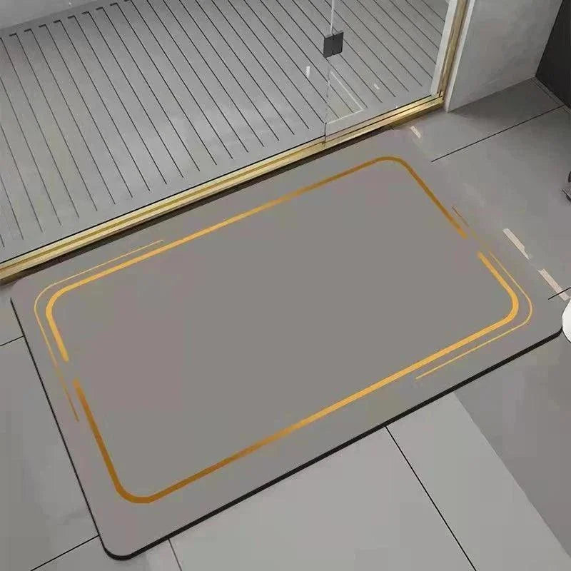 Tapete Moderno Absorvente Antiderrapante para Banheiro Lenogue Cinza e Dourado Retangular / 40x60 Cm