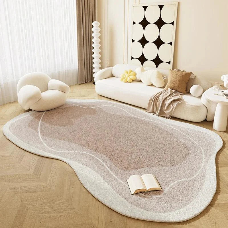 Tapete Moderno Irregular Geométrico para Sala e Quarto Lenogue Bege / 80 x 120 Cm