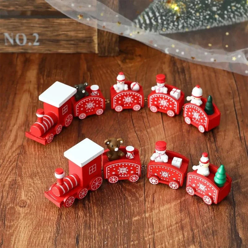 Trenzinho de Madeira Natalino Vermelho para Mesa de Festa Lenogue Vermelho (1 Unidade)