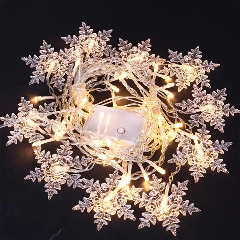 Varal de Luzes Led Flocos de Neve com 8 Modos de Iluminação Lenogue