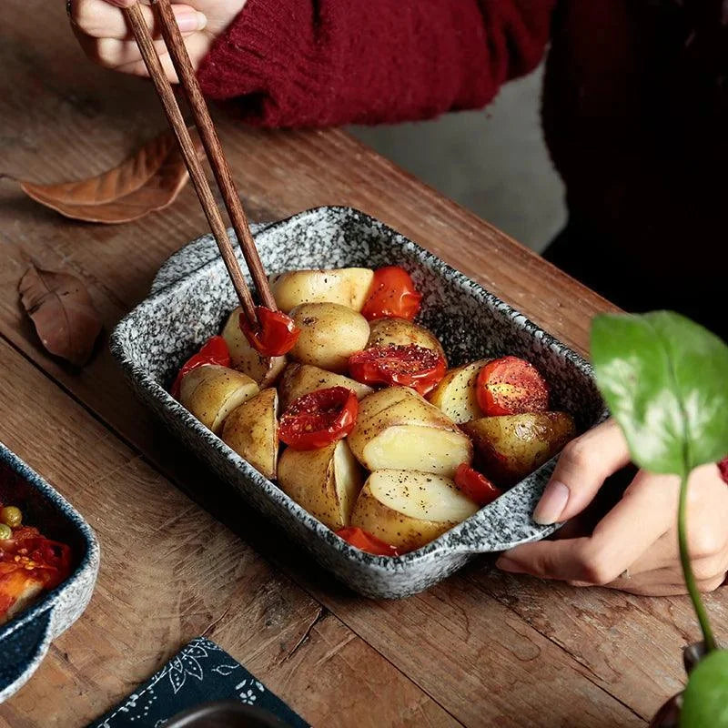 Assadeira de Cerâmica Japonesa para Forno, Mesa e Servir Lenogue Cinza Escuro