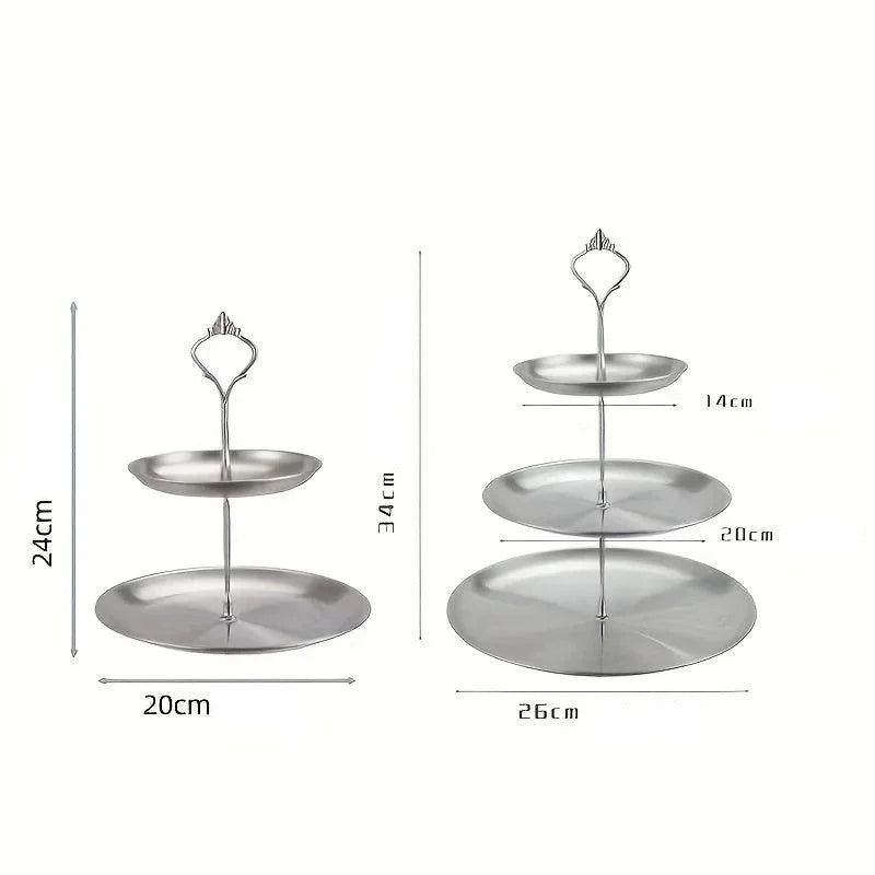 Bandeja de Aço Inoxidável com 3 Andares para Servir e Decorar Lenogue