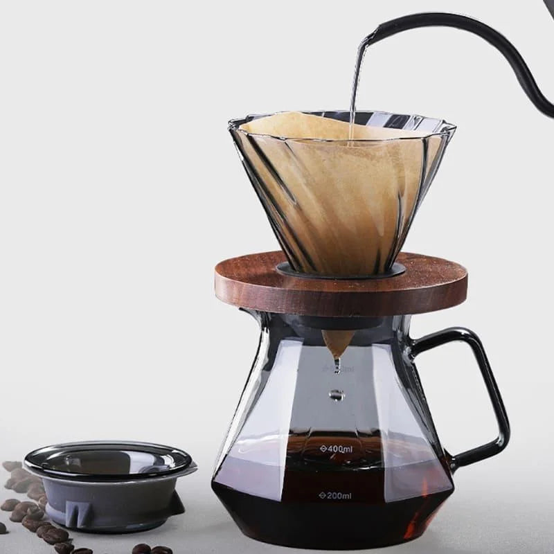 Bule de Café em Vidro Borossilicato com Coador Hario V60 para Preparo Lenogue