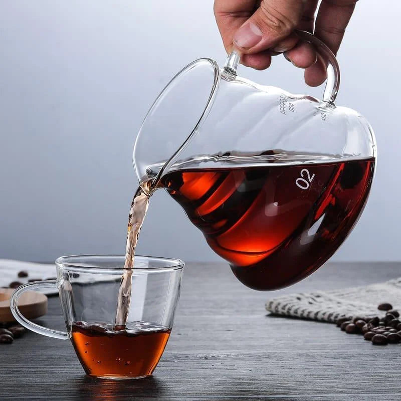 Bule de Café de Vidro Borossilicato com Coador Hario V60 Lenogue