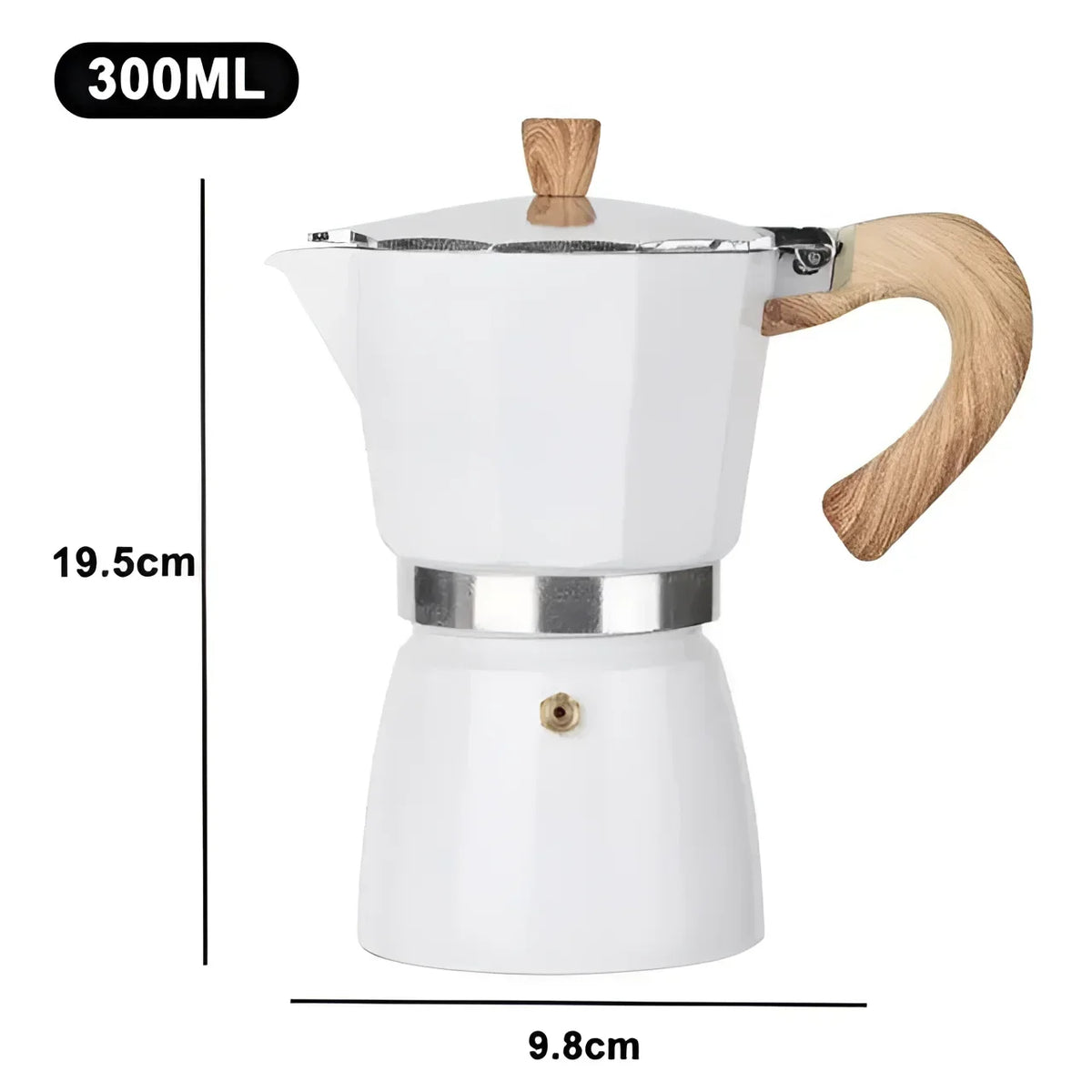 Cafeteira Moka de Alumínio com Cabo de Madeira para Café Espresso Lenogue