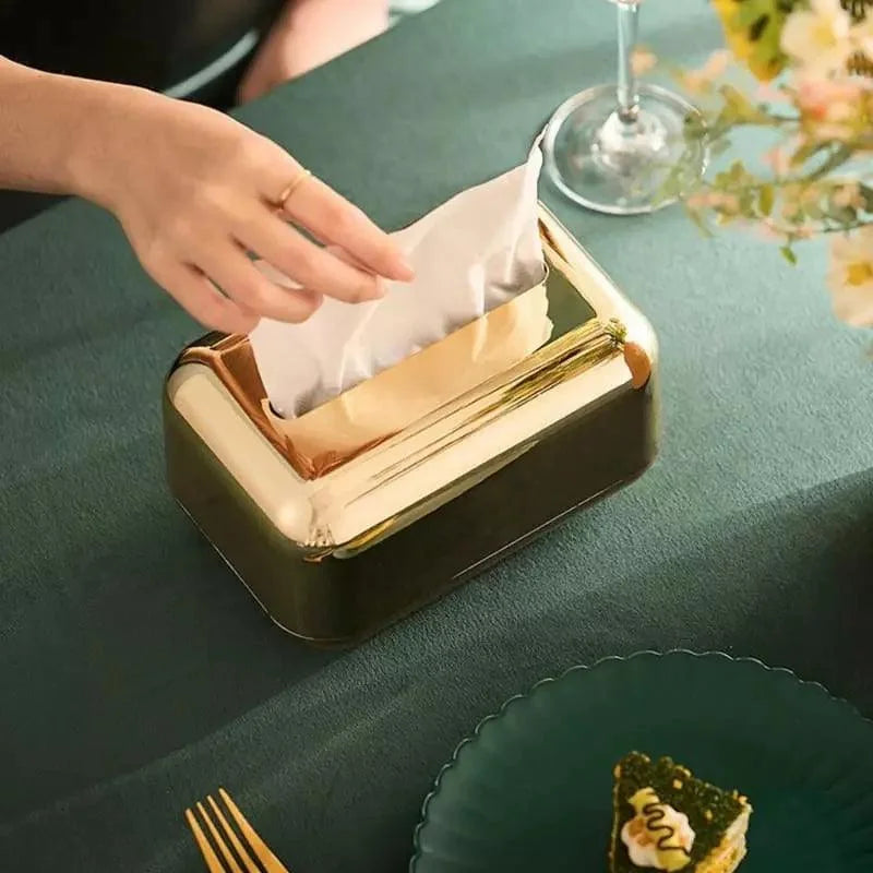 Caixa Porta-lenço e Papel Cromada para Decoração e Organização Lenogue