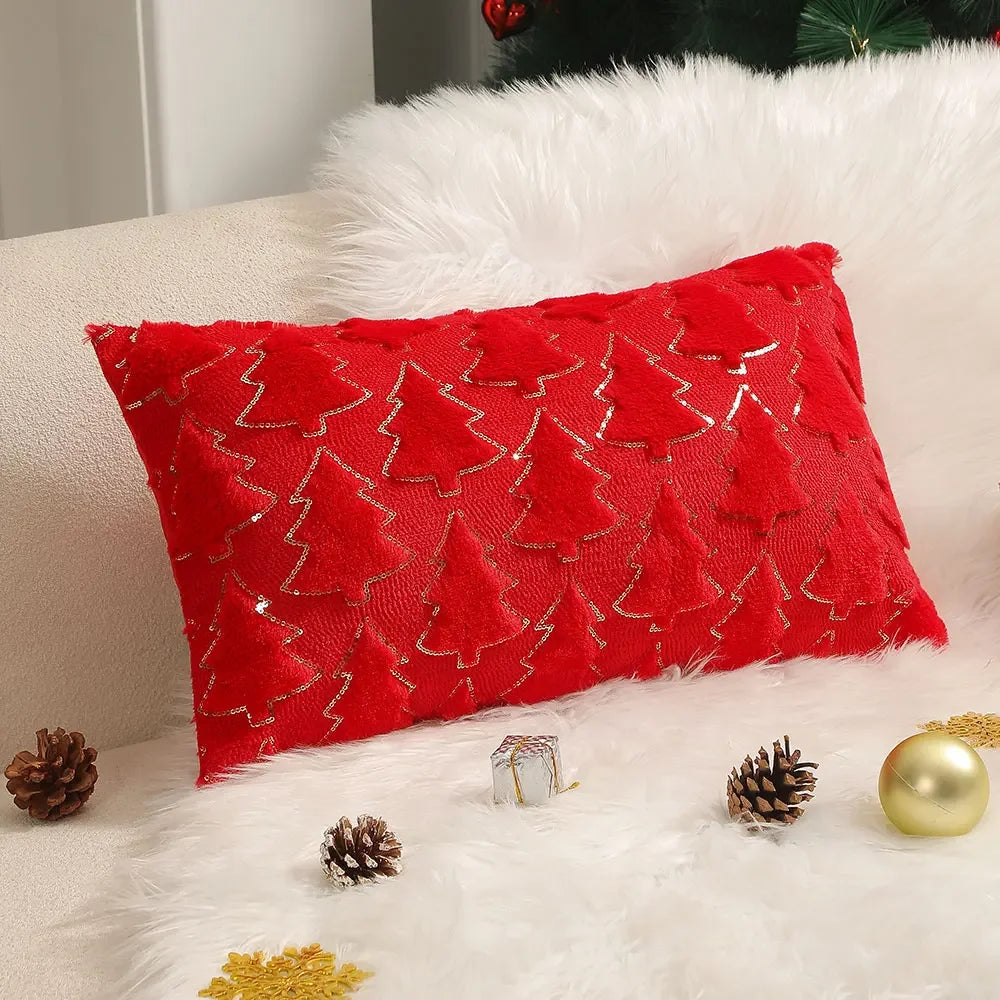 Capa de Almofada Plush Bordada Decorativa para Sala de Natal Lenogue