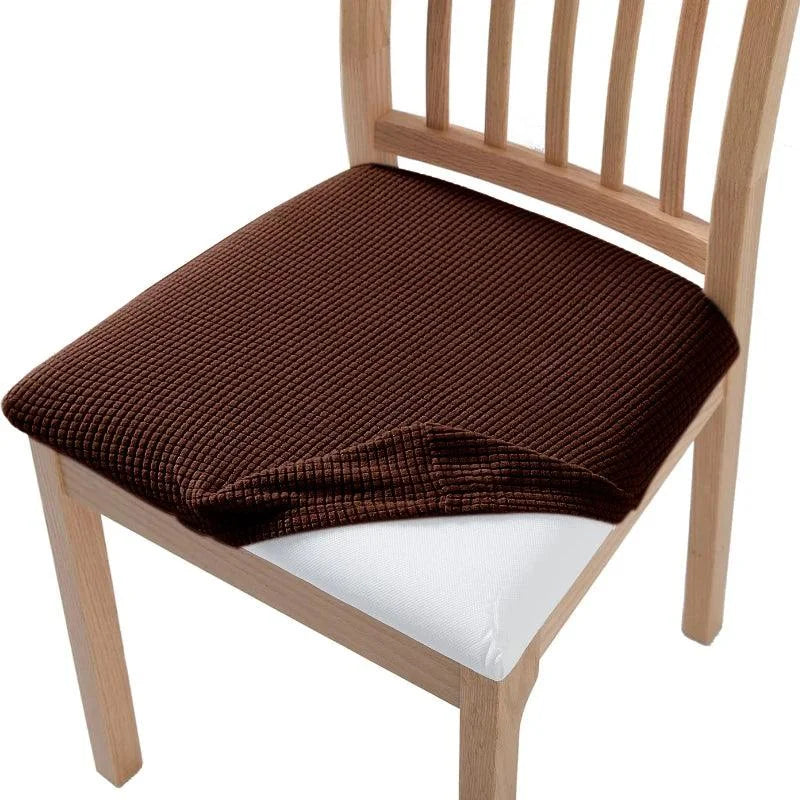 Capa de Assento de Cadeira Elástica em Jacquard para Proteção Lenogue Marrom Escuro / 1 Peça