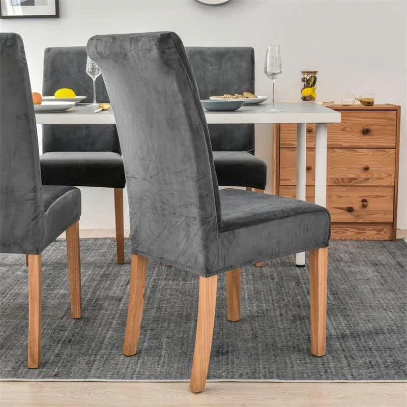 Capa de Cadeira de Jantar Suede Premium Impermeável Cinza Escuro Lenogue