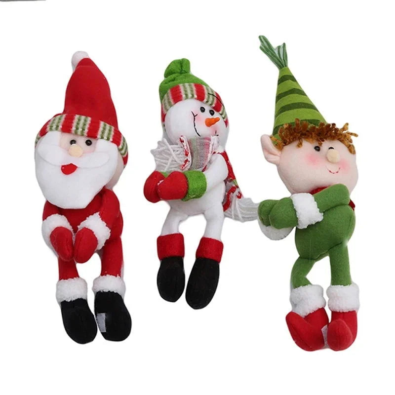 Capa para Garrafa de Vinho Natalina com Papai Noel e Boneco de Neve Lenogue