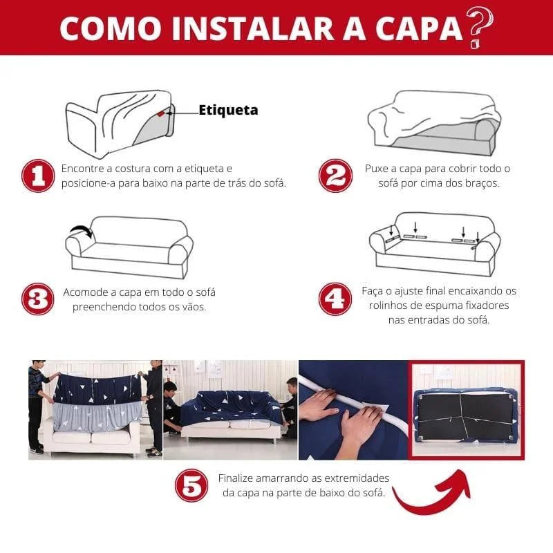 Capa para Sofá Spandex Preto Impermeável para Sala Lenogue
