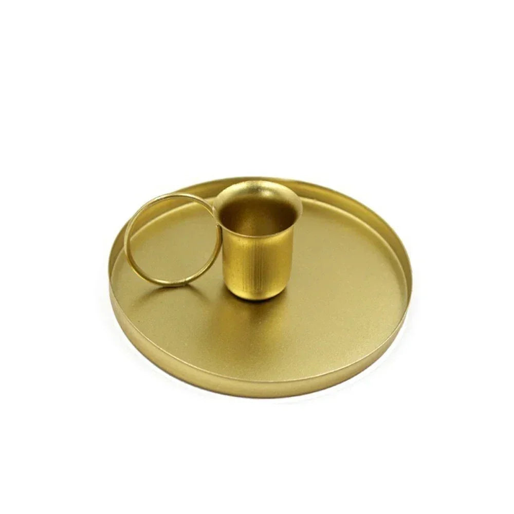 Castiçal de Metal com Alça Portátil para Mesa e Decoração Lenogue
