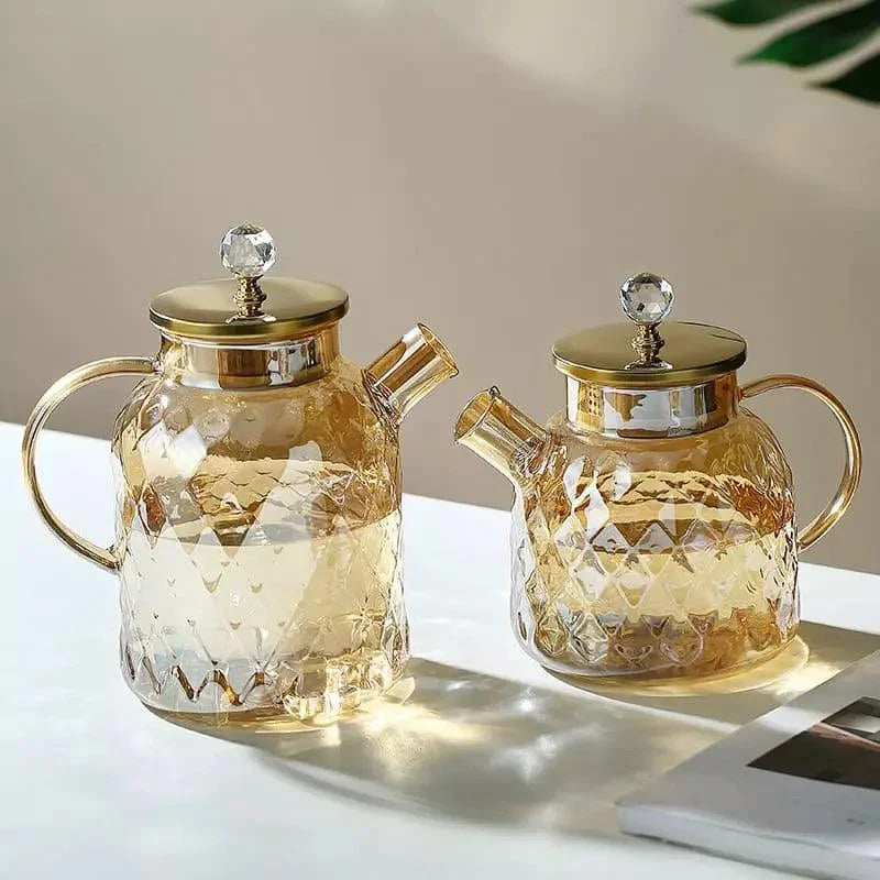 Chaleira de Vidro Borossilicato com Tampa Diamond Inox para Chá Lenogue