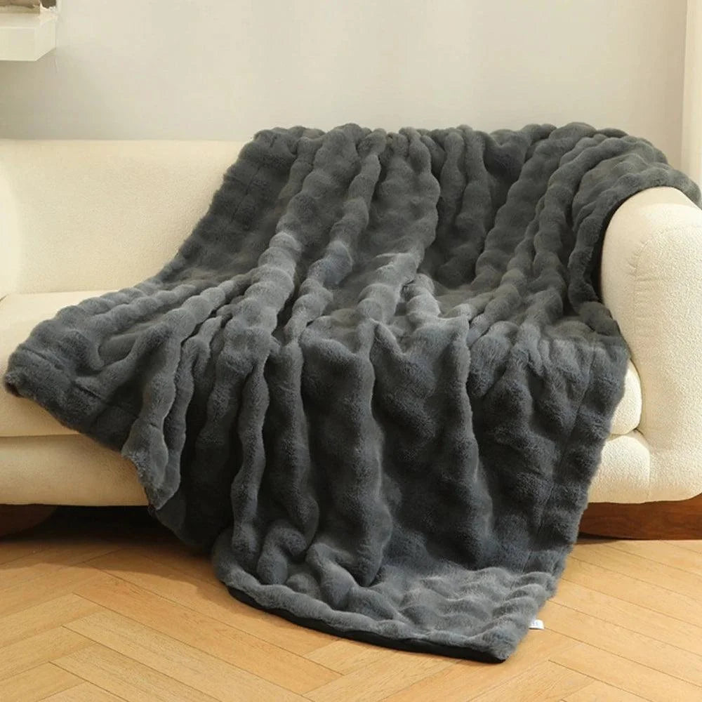 Cobertor de Pelúcia Bege para Decoração de Casa Lenogue