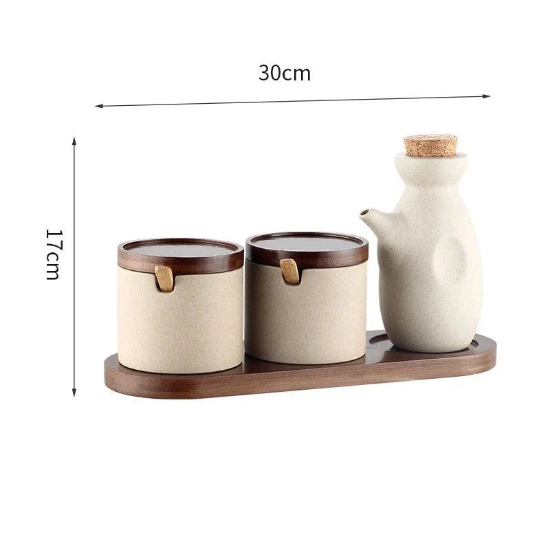Conjunto de Potes para Temperos Cerâmica Branca Organizador para Cozinha Lenogue