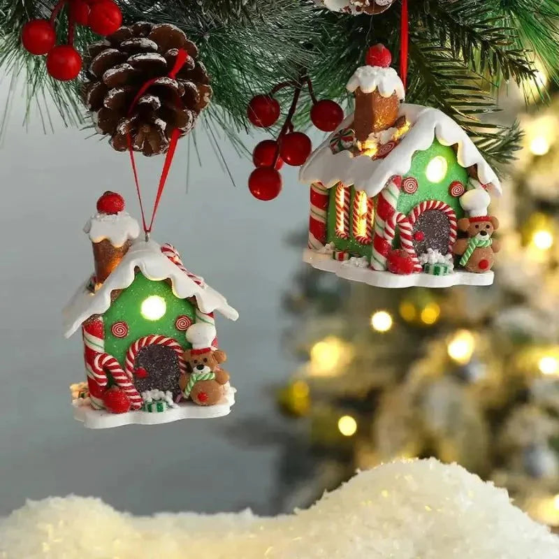 Enfeite de Natal Rústico Pingente de Casinhas para árvore Lenogue Modelo 04