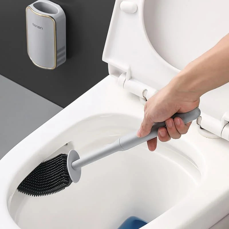 Escova Sanitária de Silicone com Suporte para Banheiro Lenogue