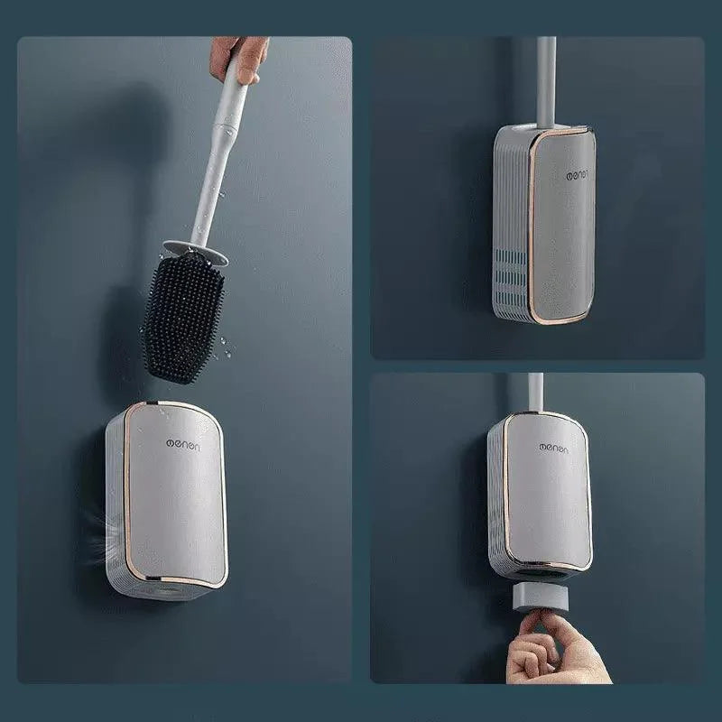Escova Sanitária de Silicone com Suporte para Banheiro Lenogue