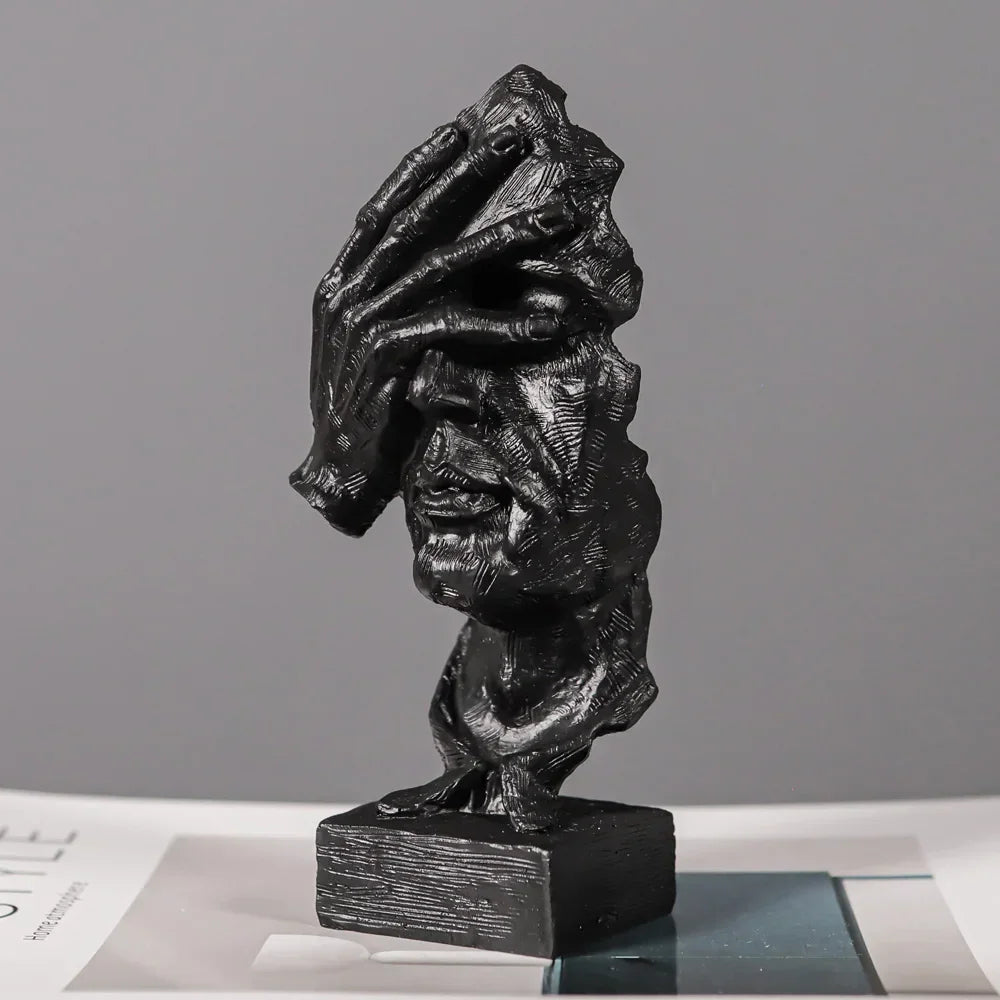 Escultura de Rosto Abstrato Vintage em Resina não Olhe Lenogue