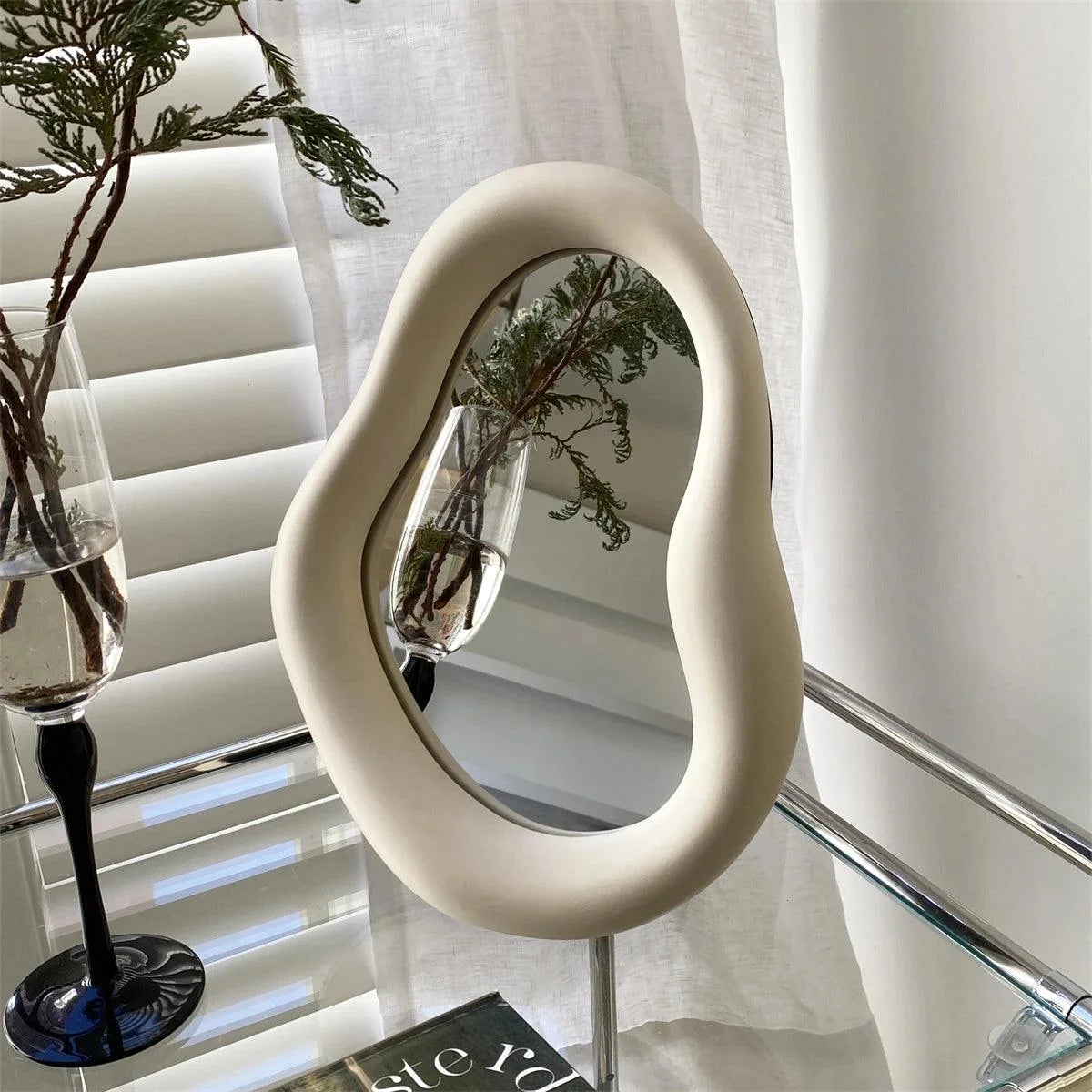 Espelho Decorativo de Maquiagem com Moldura de Cerâmica Lenogue
