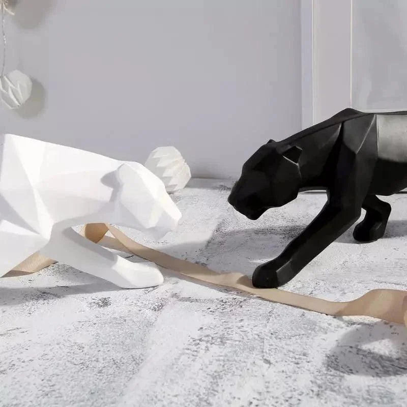 Estátua de Leopardo em Resina para Decoração de Mesa Lenogue