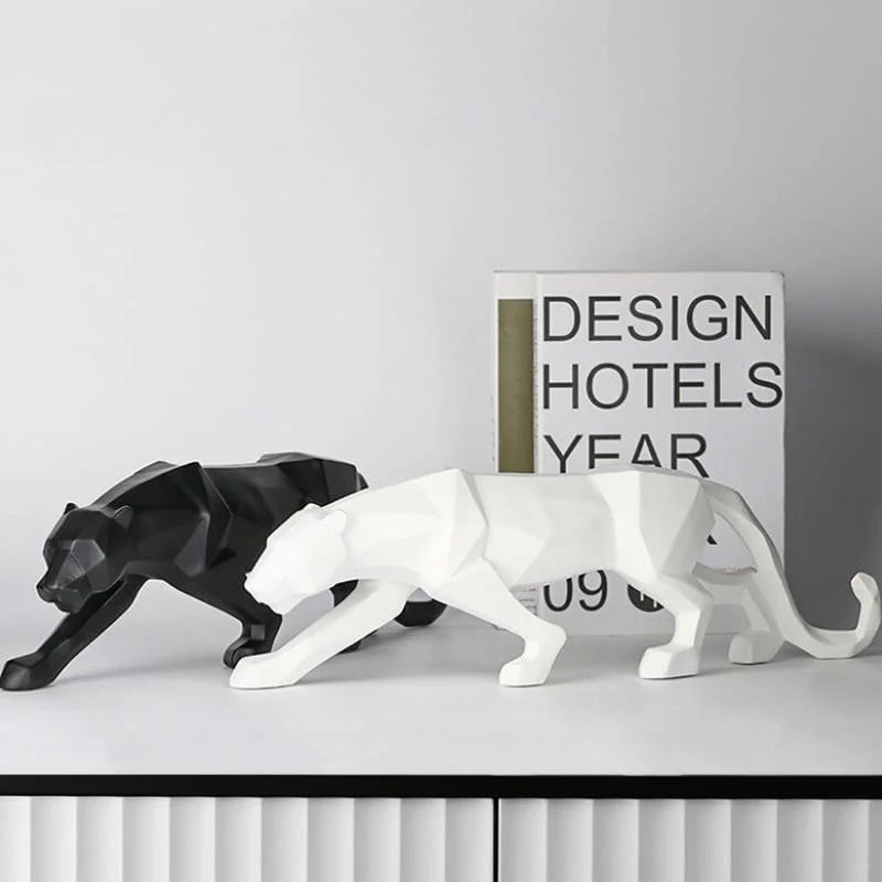 Estátua de Leopardo em Resina para Decoração de Mesa Lenogue