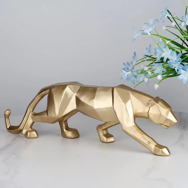 Estátua de Leopardo em Resina para Decoração de Mesa Lenogue