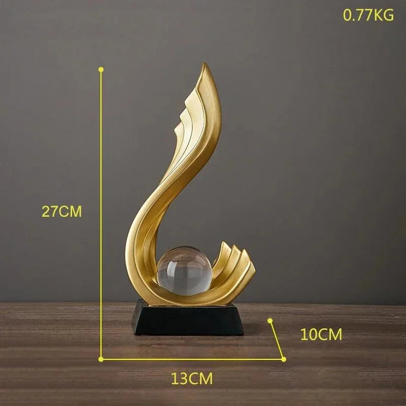 Estátua Moderna de Resina com Bola de Cristal para Decoração Lenogue Mod.07 (32 cm)