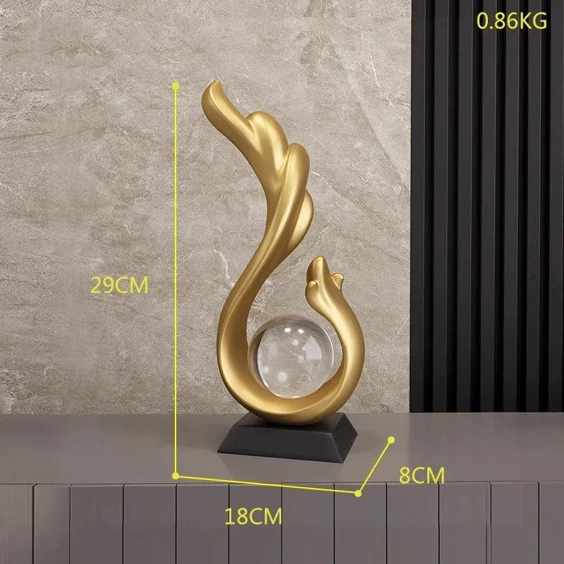 Estátua Moderna de Resina com Bola de Cristal para Decoração Lenogue Mod.06 (23 cm)