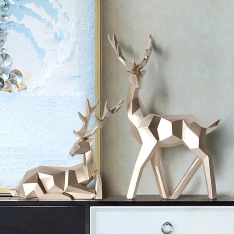 Estátuas de Cervo para Decoração de Mesa em Resina 2 Peças Lenogue