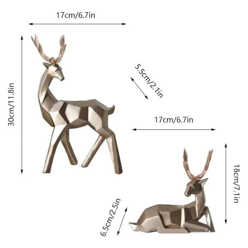 Estátuas de Cervo para Decoração de Mesa em Resina 2 Peças Lenogue