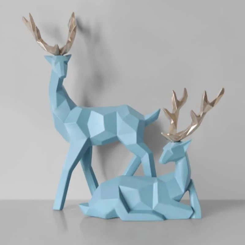 Estátuas de Cervo para Decoração de Mesa em Resina 2 Peças Lenogue Azul