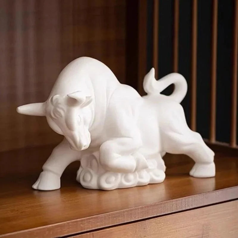 Estatueta de Touro Dourado Decorativa Simbolo de Riqueza para Sala Lenogue