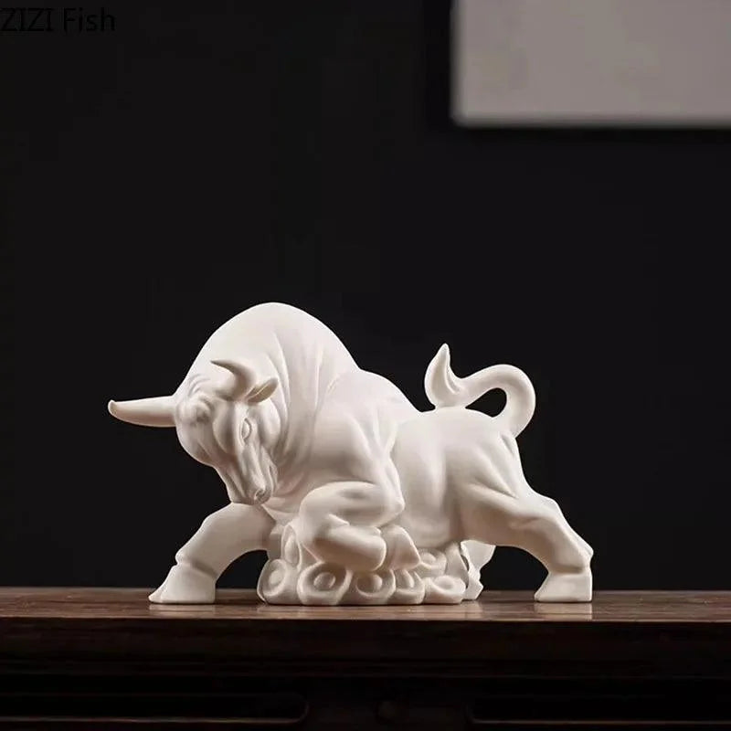 Estatueta de Touro Dourado Decorativa Simbolo de Riqueza para Sala Lenogue