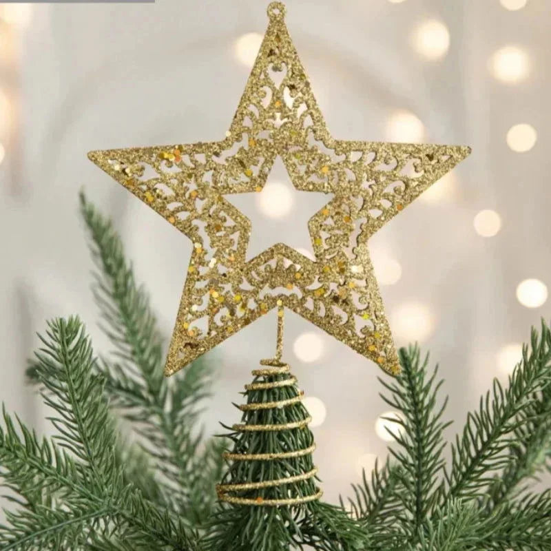 Estrela Dourada de Ferro para Topo de árvore de Natal Decorativa Lenogue