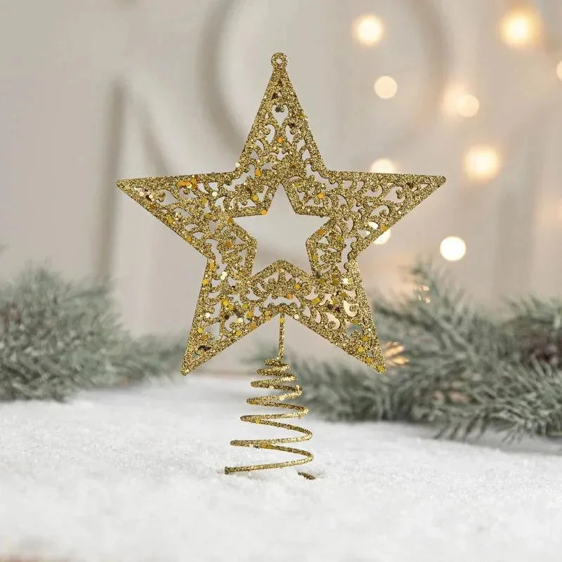 Estrela Dourada de Ferro para Topo de árvore de Natal Decorativa Lenogue