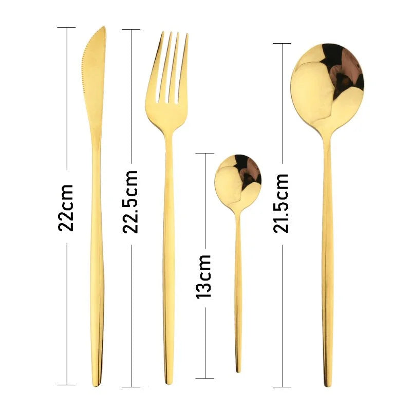 Faqueiro Luxuoso 24 Peças em Aço Inoxidável para Jantar Lenogue