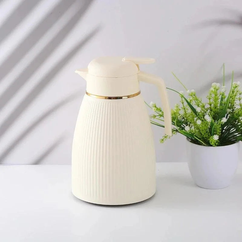 Garrafa Térmica de Inox para Café e Chá com Forro de Vidro Lenogue Branco