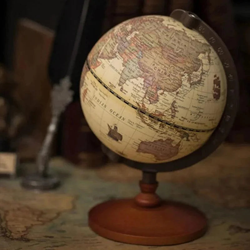 Globo Terrestre Decorativo com Mapa em Inglês para Mesa Lenogue Marrom