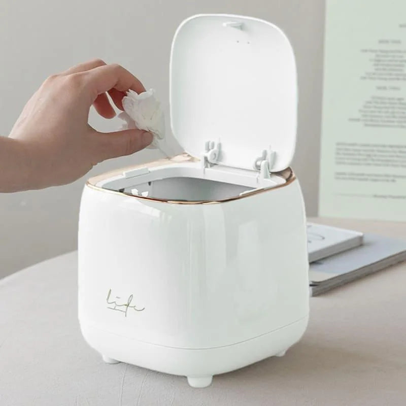 Lixeira de Mesa Corbeille Pressão Bicolor Dourada Lenogue