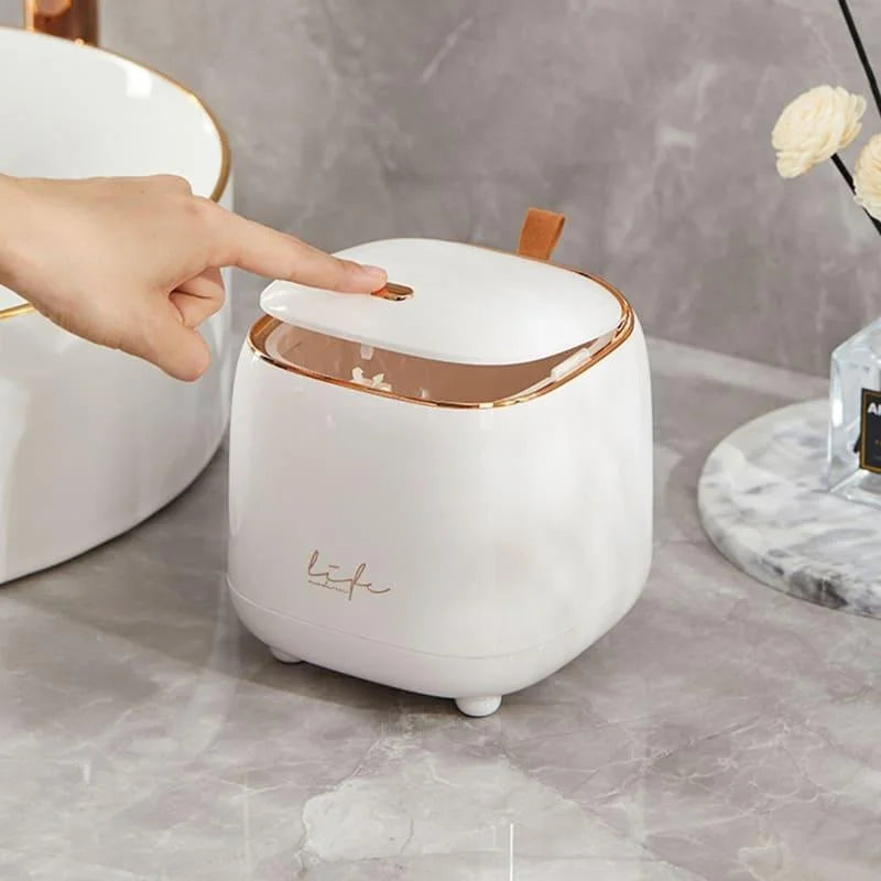 Lixeira de Mesa Corbeille Pressão Bicolor Dourada Lenogue