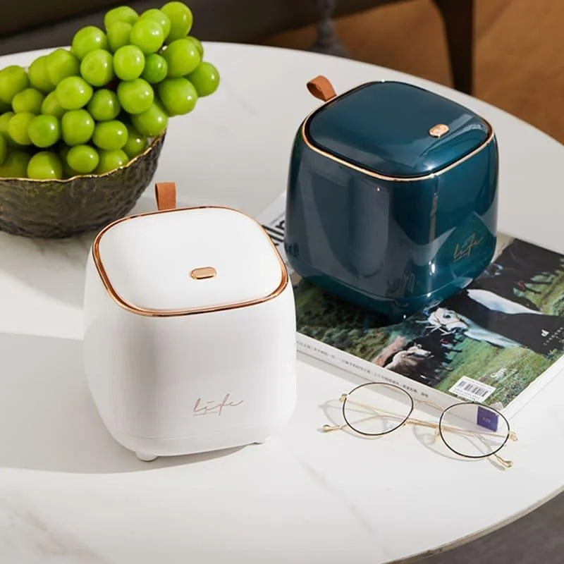 Lixeira de Mesa Corbeille Pressão Bicolor Dourada Lenogue