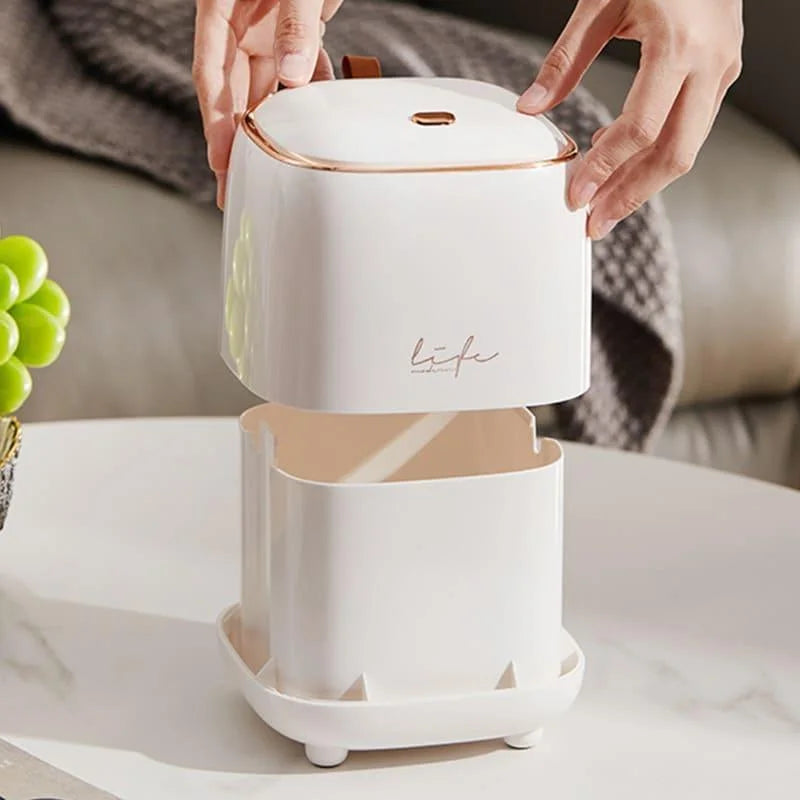 Lixeira de Mesa Corbeille Pressão Bicolor Dourada Lenogue