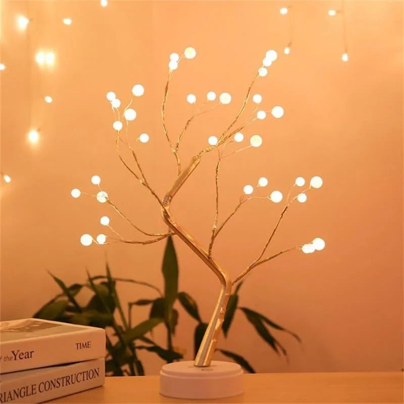 Luminária árvore de Led Decorativa para Quarto, Sala e Mesa Lenogue Dourado